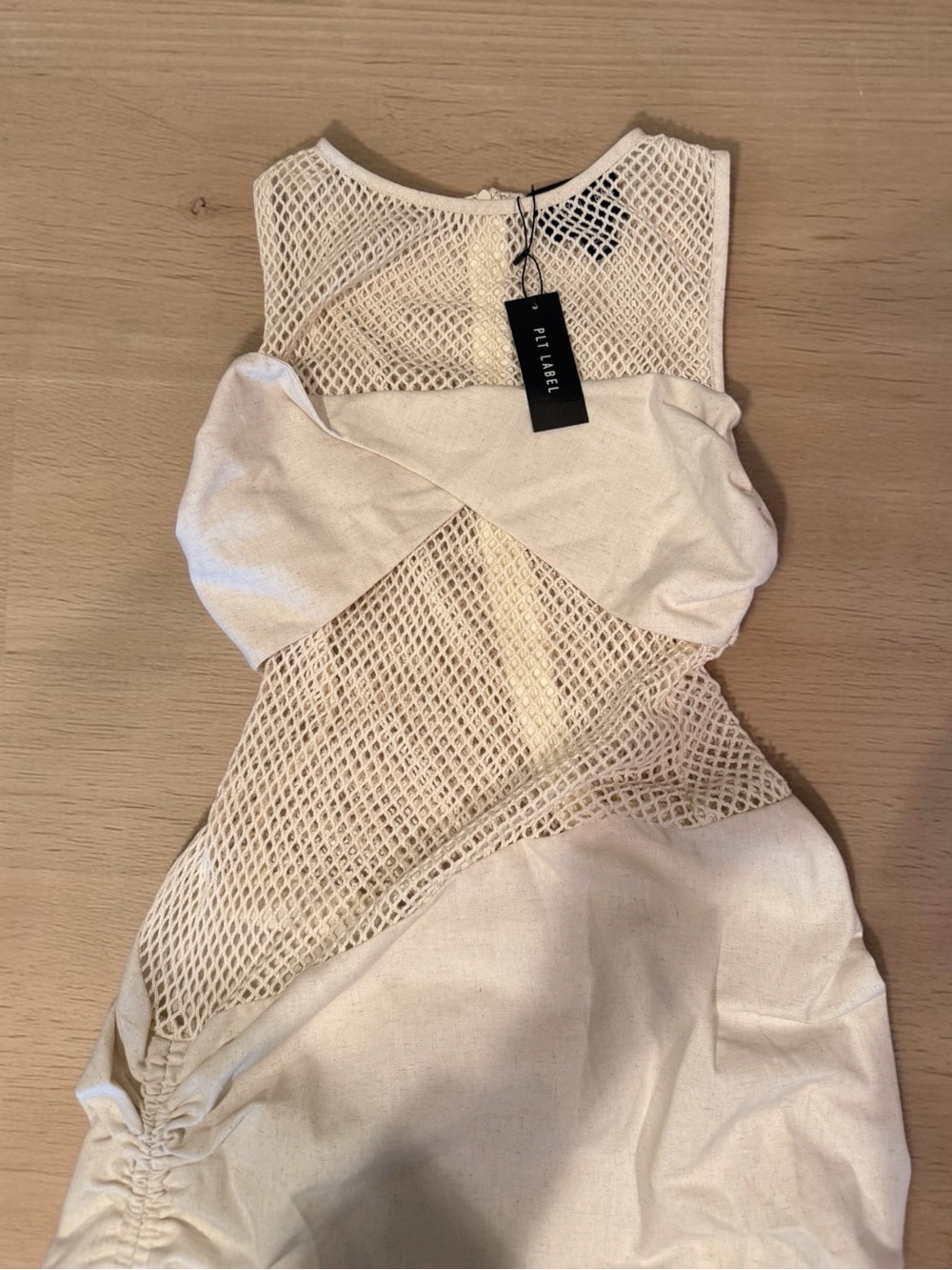 PrettyLittleThing Mesh Panel Ruched Mini Dress